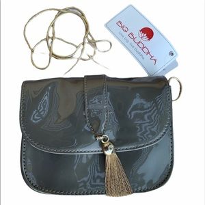 Big Buddha “Alena” Gunmetal Shiny Crossbody Bag